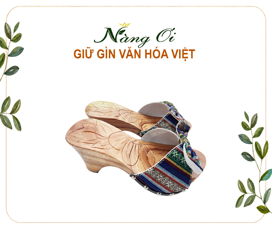 guốc gỗ gỗ xoan tự nhiên gót trụ dễ đi và vững chắc
